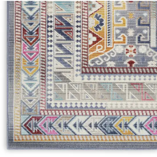 Ivory Gray And Red Floral Distressed Area Rug Photo 6