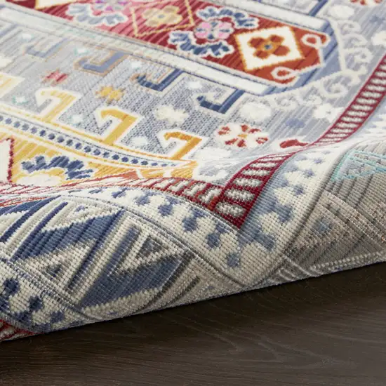 Ivory Gray And Red Floral Distressed Area Rug Photo 5