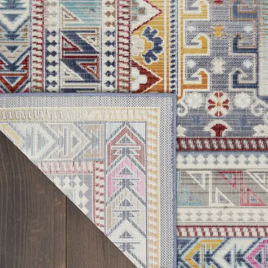 Ivory Gray And Red Floral Distressed Area Rug Photo 8