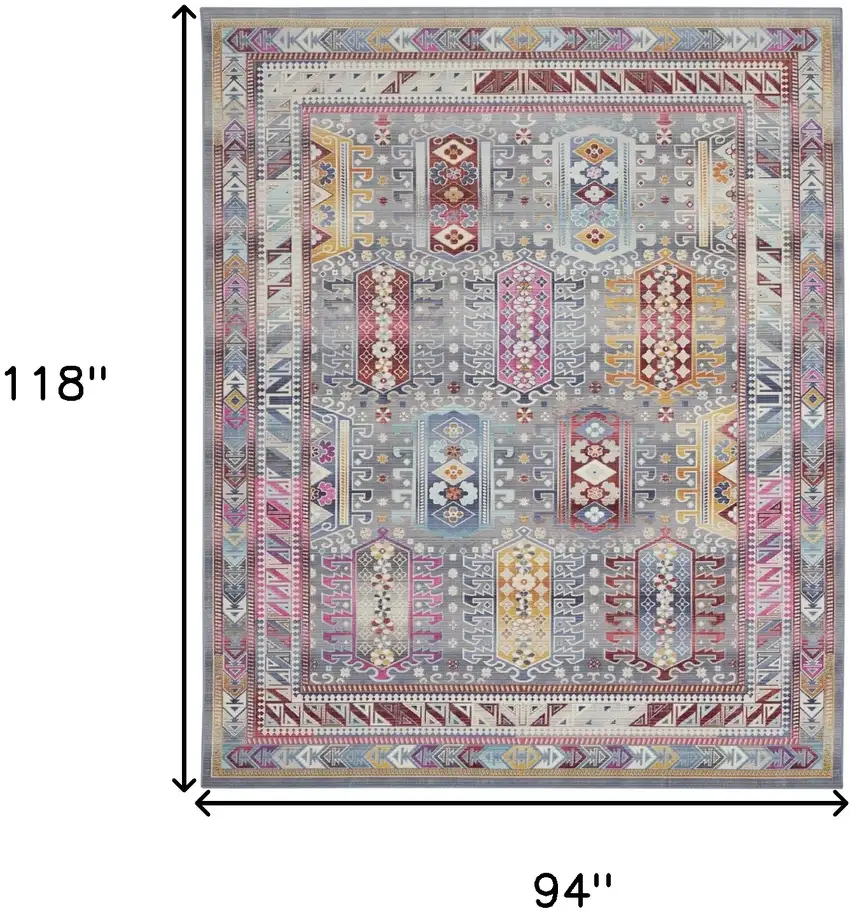 Ivory Gray And Red Floral Distressed Non Skid Area Rug Photo 3