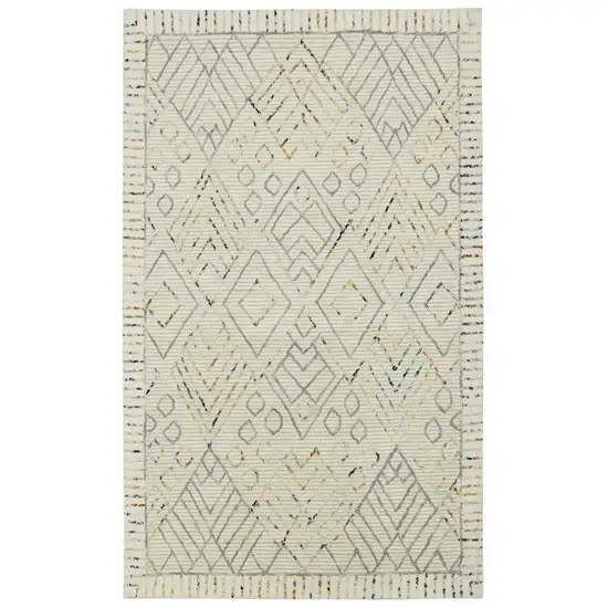 Ivory Gray And Rust Wool Geometric Hand Hooked Area Rug Photo 5
