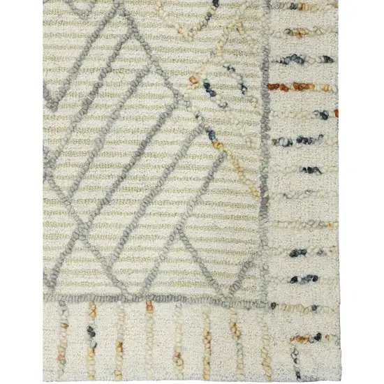 Ivory Gray And Rust Wool Geometric Hand Hooked Area Rug Photo 3