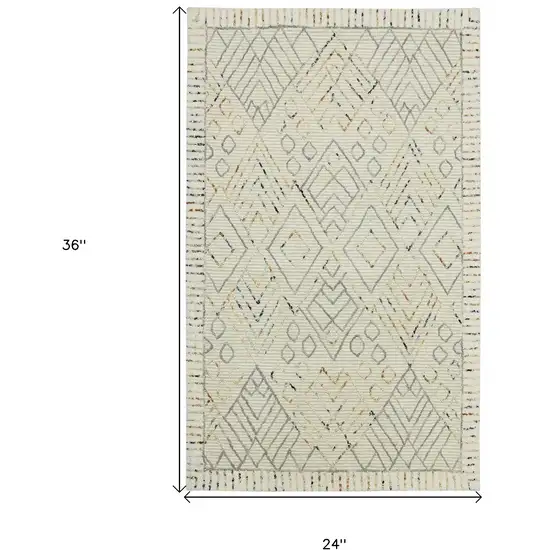Ivory Gray And Rust Wool Geometric Hand Hooked Area Rug Photo 9