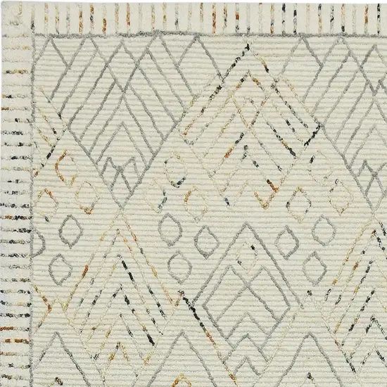 Ivory Gray And Rust Wool Geometric Hand Hooked Area Rug Photo 7