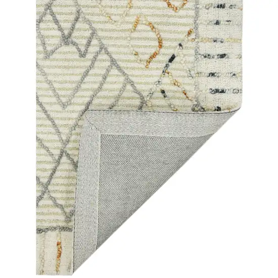 Ivory Gray And Rust Wool Geometric Hand Hooked Area Rug Photo 4