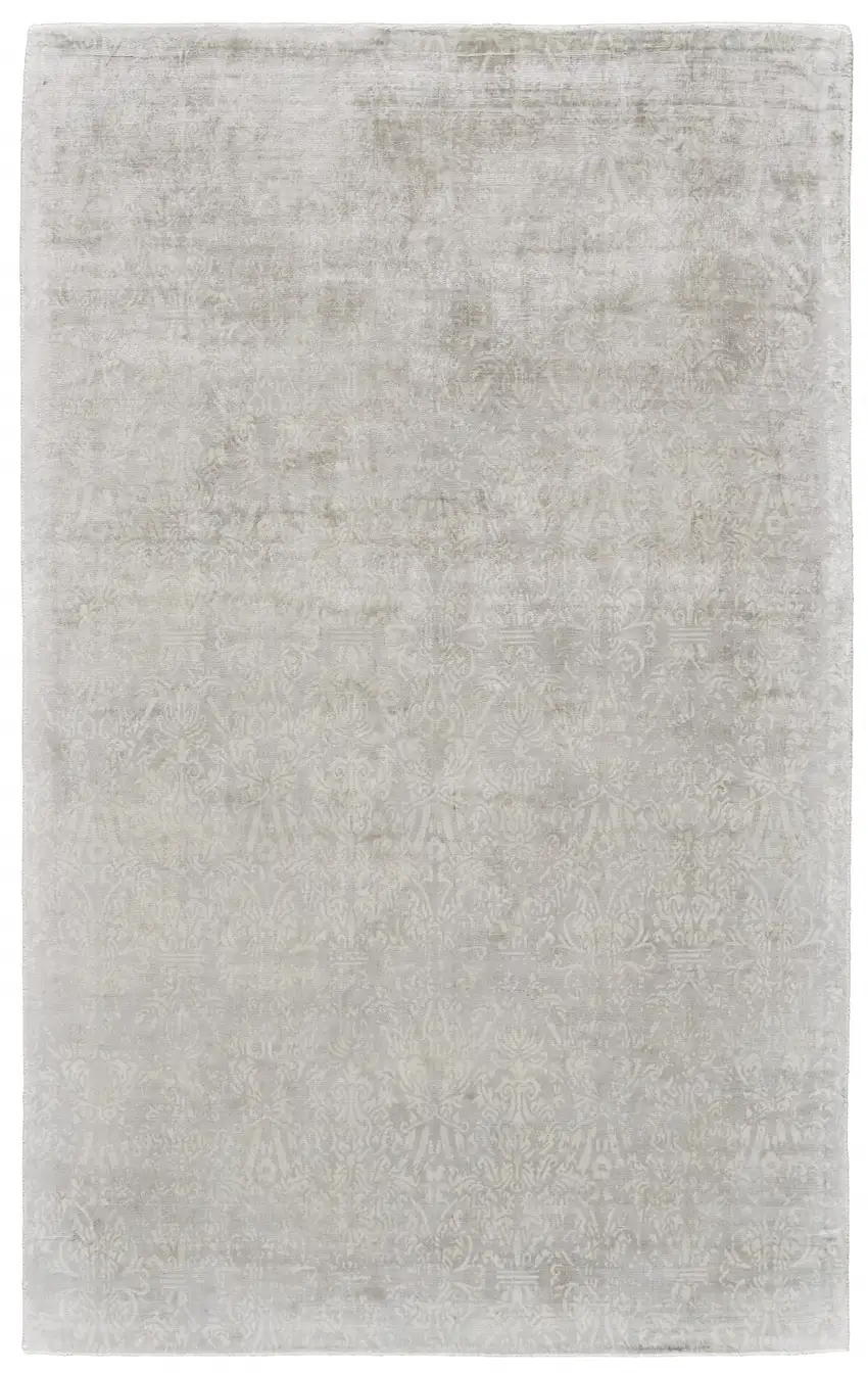 Ivory Gray And Tan Abstract Hand Woven Area Rug Photo 1
