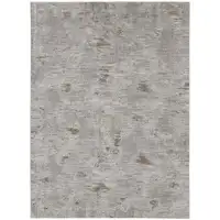 Photo of Ivory Gray And Tan Abstract Power Loom Distressed Stain Resistant Area Rug