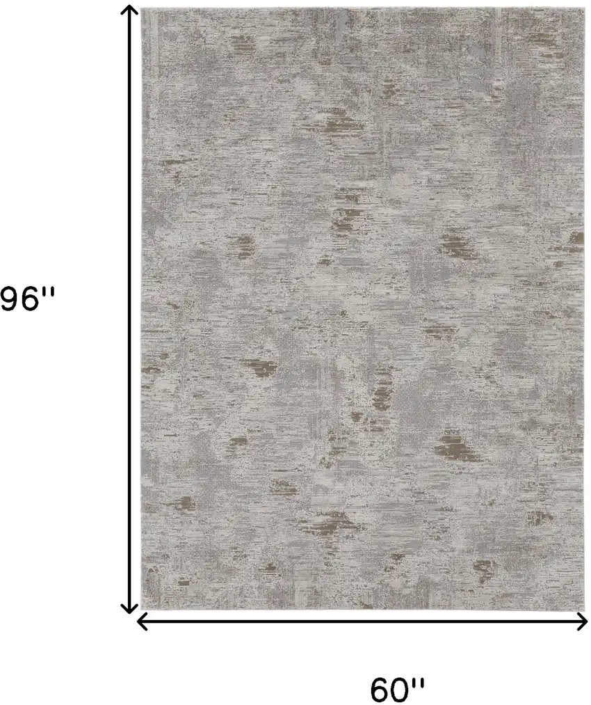 Ivory Gray And Tan Abstract Power Loom Distressed Stain Resistant Area Rug Photo 10