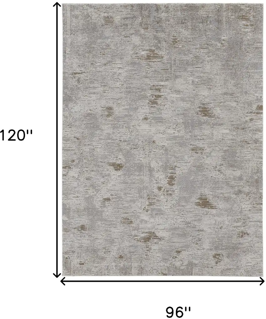 Ivory Gray And Tan Abstract Power Loom Distressed Stain Resistant Area Rug Photo 10