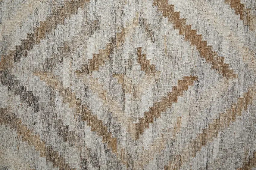 Gray And Brown Geometric Hand Woven Area Rug With Fringe Photo 8