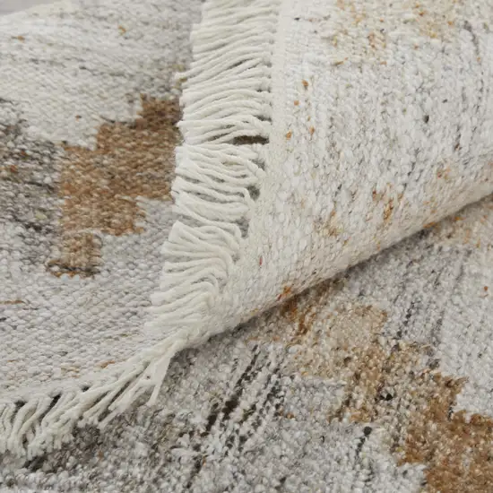 Gray And Brown Geometric Hand Woven Area Rug With Fringe Photo 8