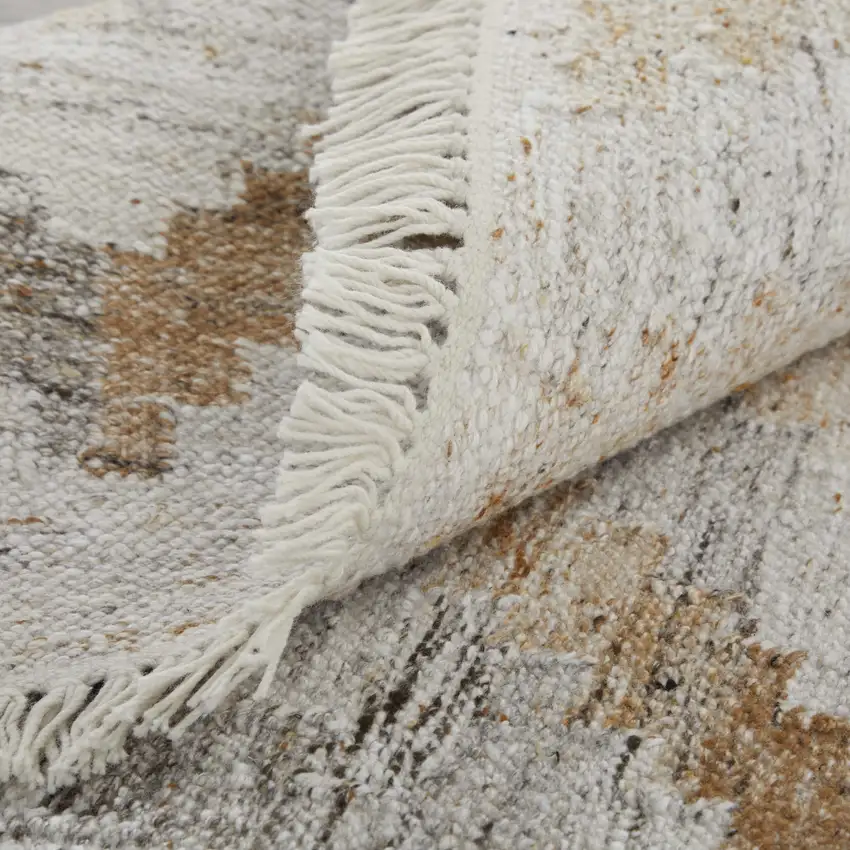 Gray And Brown Geometric Hand Woven Area Rug With Fringe Photo 8