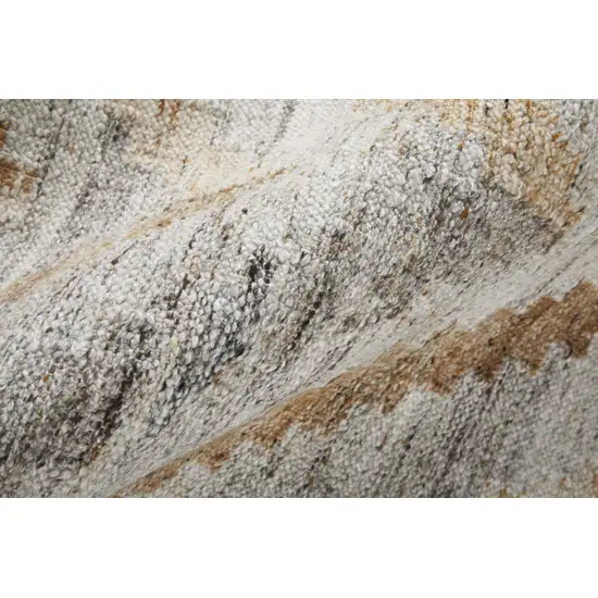 Gray And Brown Geometric Hand Woven Area Rug With Fringe Photo 4