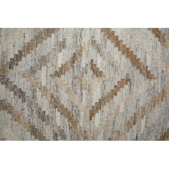Gray And Brown Geometric Hand Woven Area Rug With Fringe Photo 7