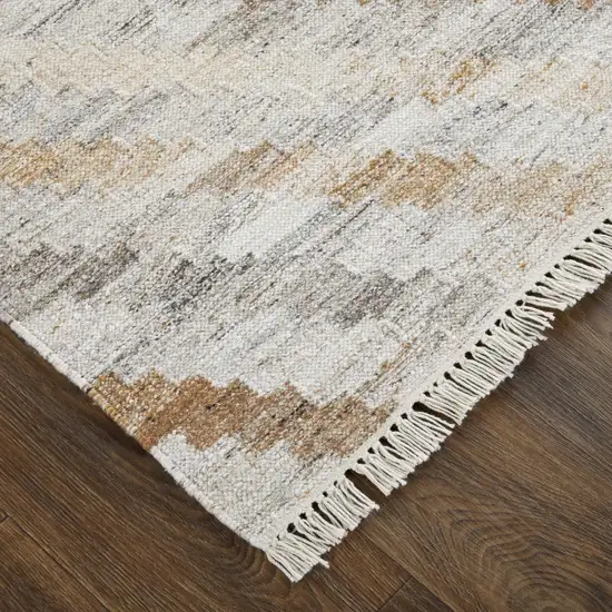 Gray And Brown Geometric Hand Woven Area Rug With Fringe Photo 5
