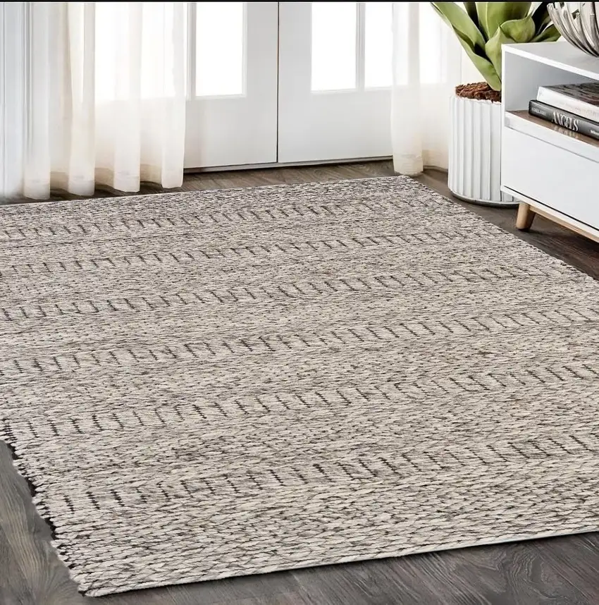 Gray and Ivory Wool Hand Woven Area Rug Photo 1