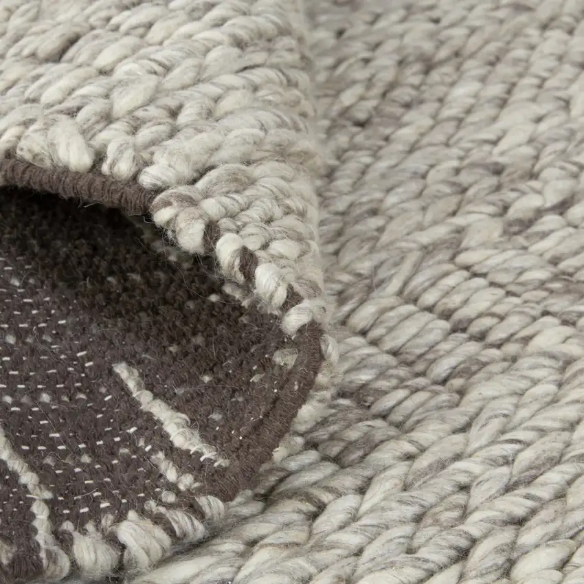 Gray and Ivory Wool Hand Woven Area Rug Photo 6