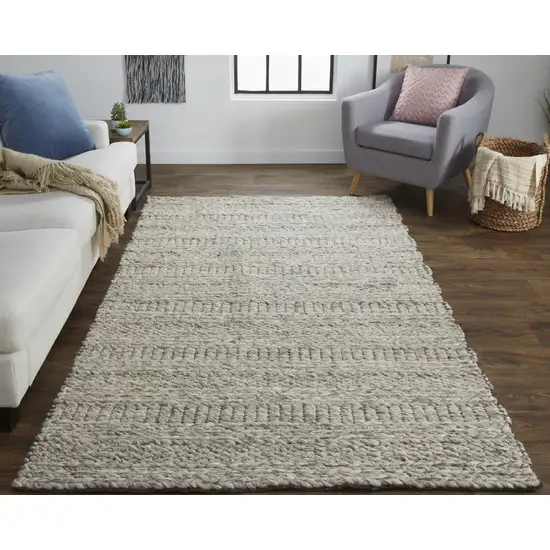 Gray and Ivory Wool Hand Woven Area Rug Photo 7
