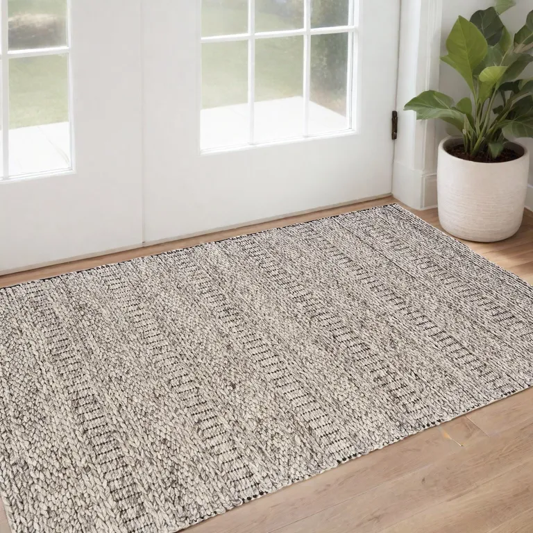 Ivory Gray And Tan Wool Hand Woven Stain Resistant Area Rug Photo 2