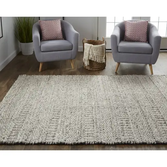 Gray and Ivory Wool Hand Woven Area Rug Photo 9