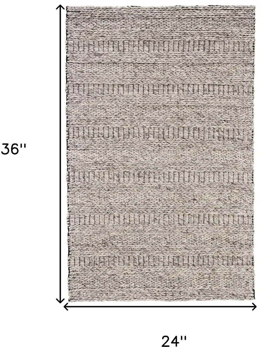 Gray and Ivory Wool Hand Woven Area Rug Photo 3