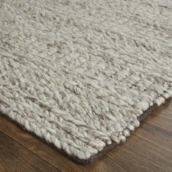 Gray and Ivory Wool Hand Woven Area Rug Photo 4