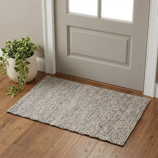 Gray and Ivory Wool Hand Woven Area Rug Photo 1