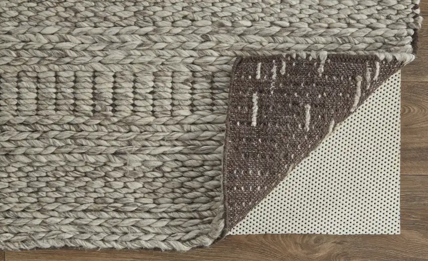Gray and Ivory Wool Hand Woven Area Rug Photo 5