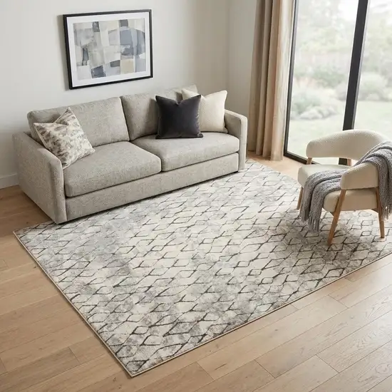 Gray And Ivory Geometric Area Rug Photo 1