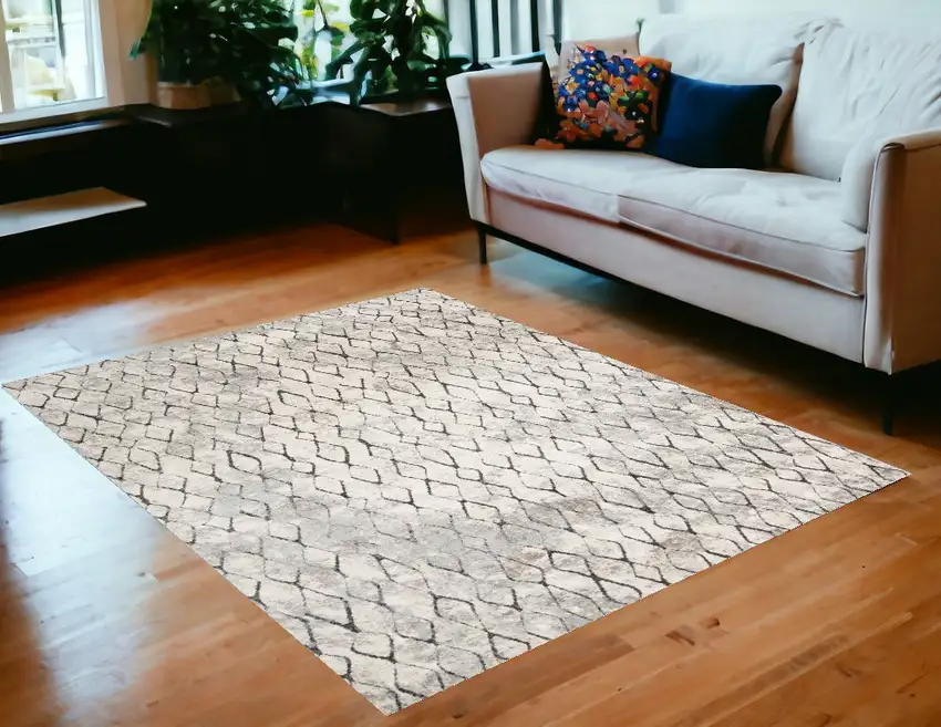 Ivory Gray And Taupe Abstract Stain Resistant Area Rug Photo 1