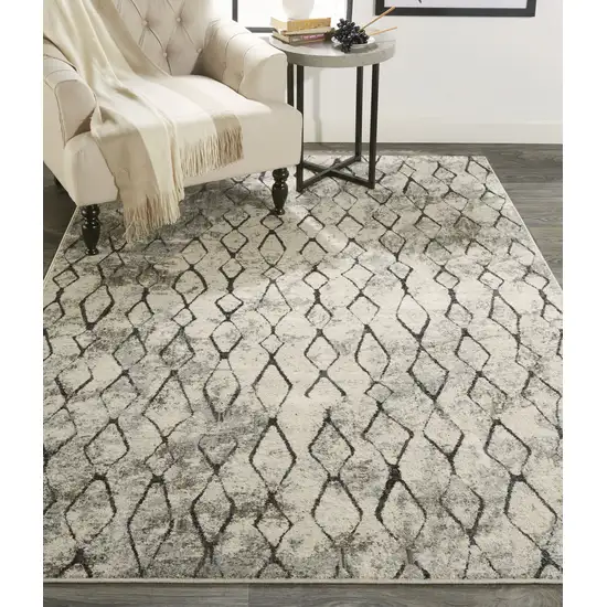 Gray And Ivory Geometric Area Rug Photo 9