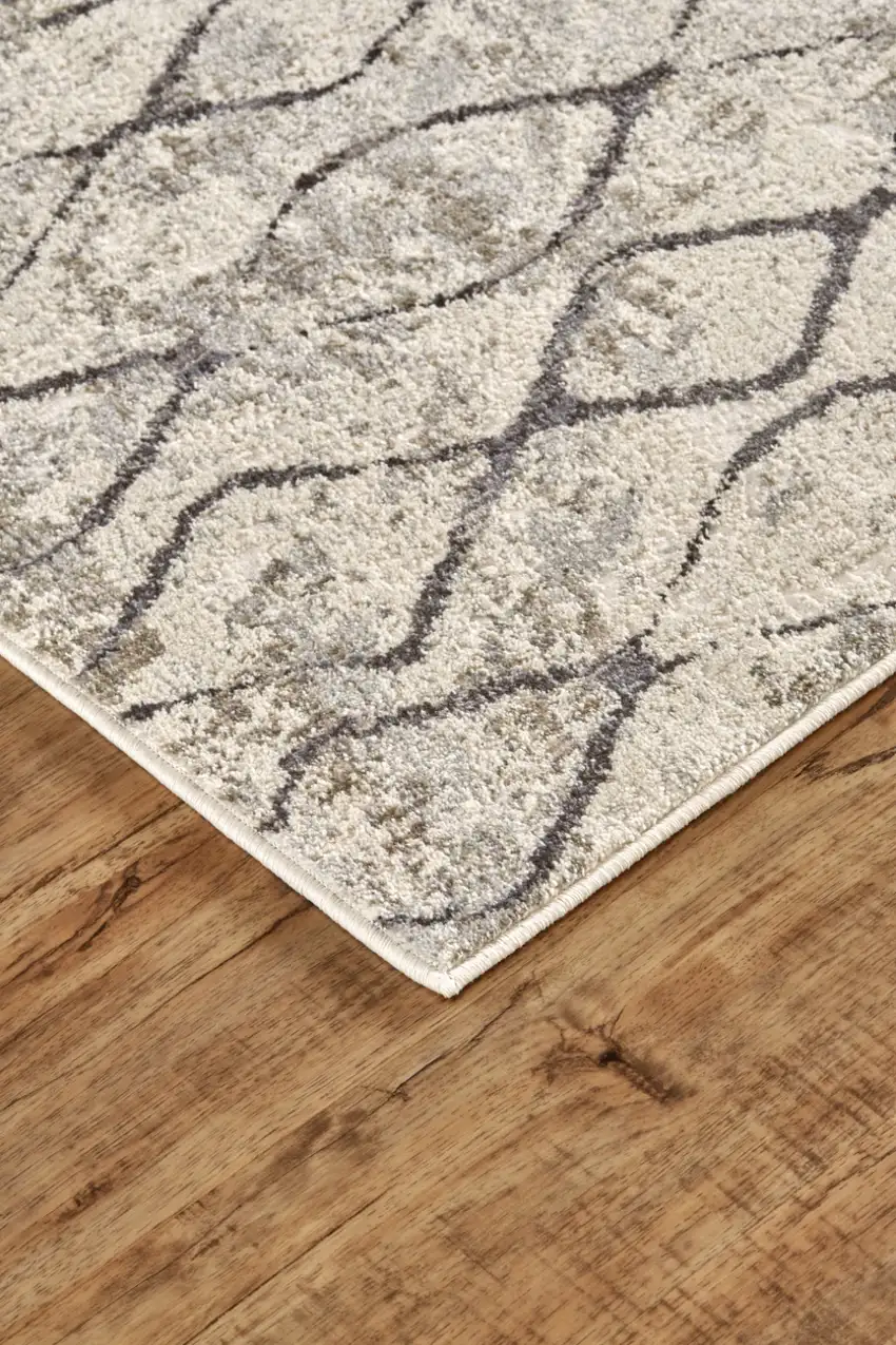 Ivory Gray And Taupe Abstract Stain Resistant Area Rug Photo 6