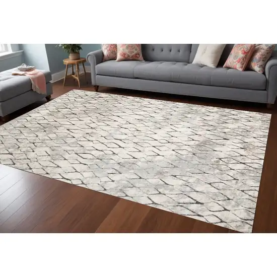 Gray And Ivory Geometric Area Rug Photo 1