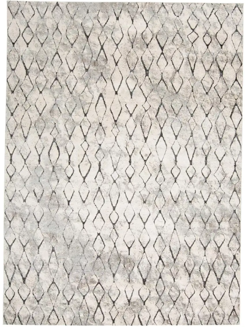 Gray and Ivory Abstract Area Rug Photo 1