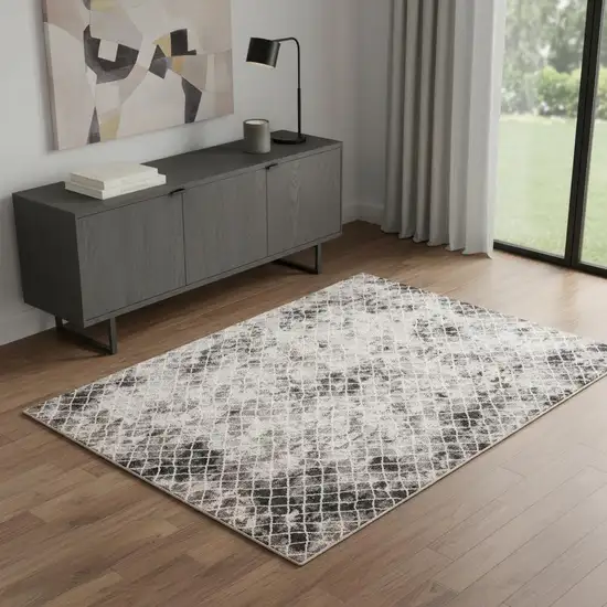 Ivory Gray And Taupe Abstract Stain Resistant Area Rug Photo 1