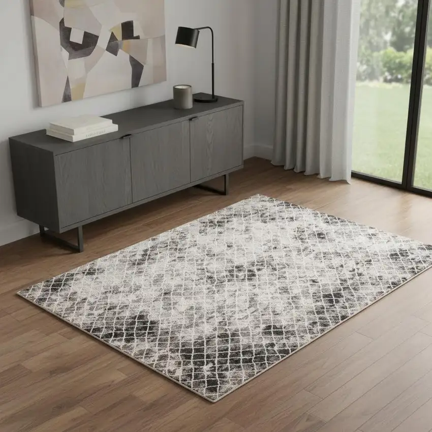 Ivory Gray And Taupe Abstract Stain Resistant Area Rug Photo 1