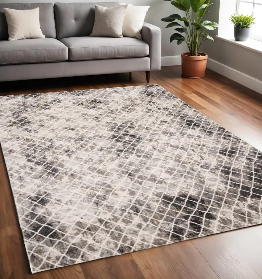 Ivory Gray And Taupe Abstract Stain Resistant Area Rug Photo 1
