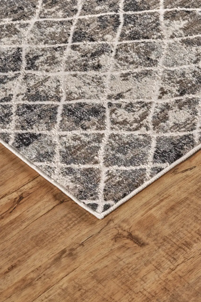 Ivory Gray And Taupe Abstract Stain Resistant Area Rug Photo 6
