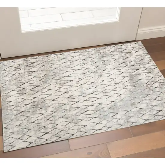 Gray And Ivory Geometric Area Rug Photo 1