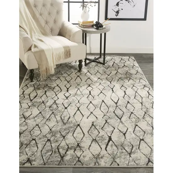 Gray And Ivory Geometric Area Rug Photo 8