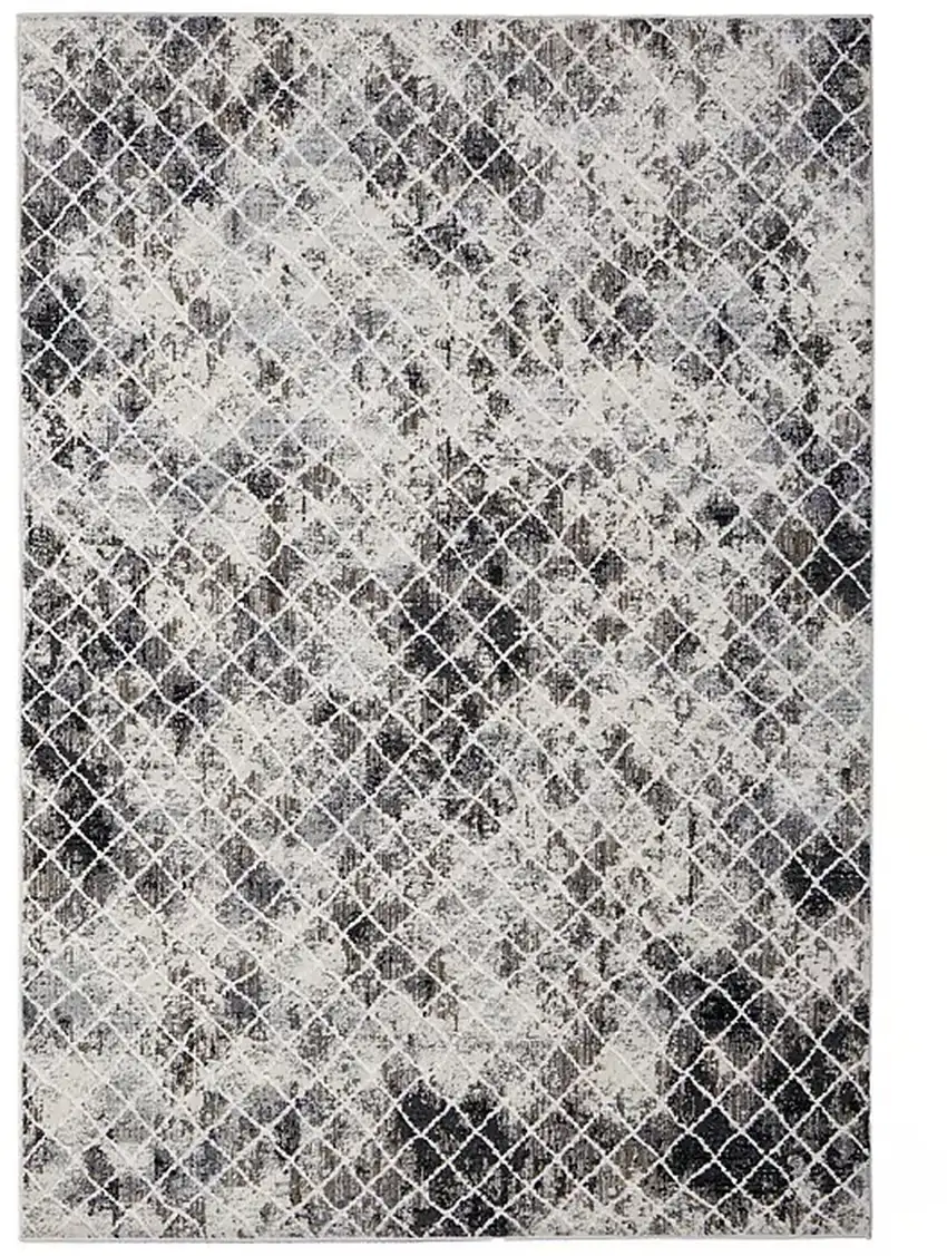 Ivory Gray And Taupe Abstract Stain Resistant Area Rug Photo 2