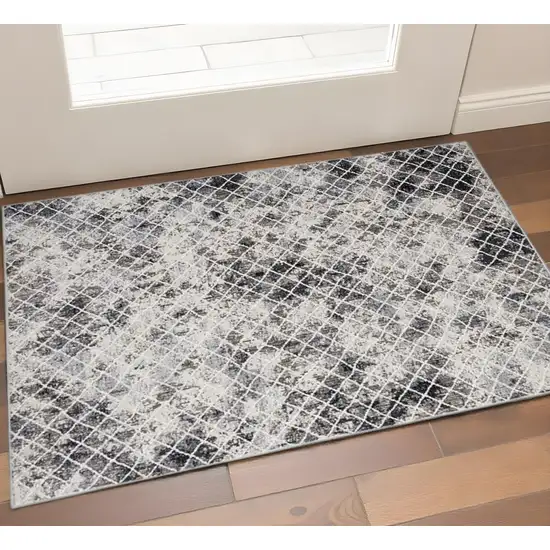 Gray And Ivory Geometric Area Rug Photo 1