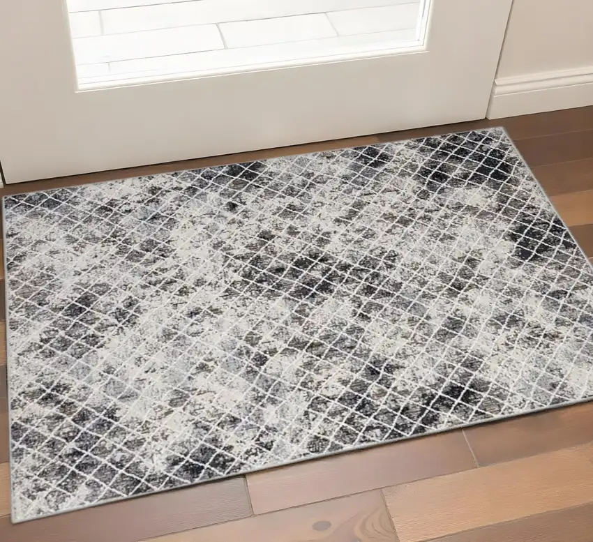 Gray And Ivory Geometric Area Rug Photo 1