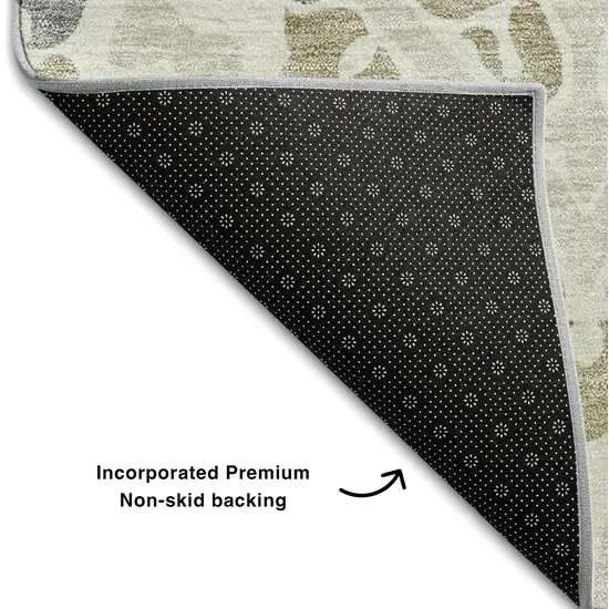 Ivory Gray And Taupe Diamond Washable Area Rug With UV Protection Photo 7