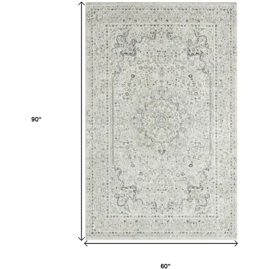 Ivory Gray And Taupe Floral Power Loom Stain Resistant Area Rug Photo 3