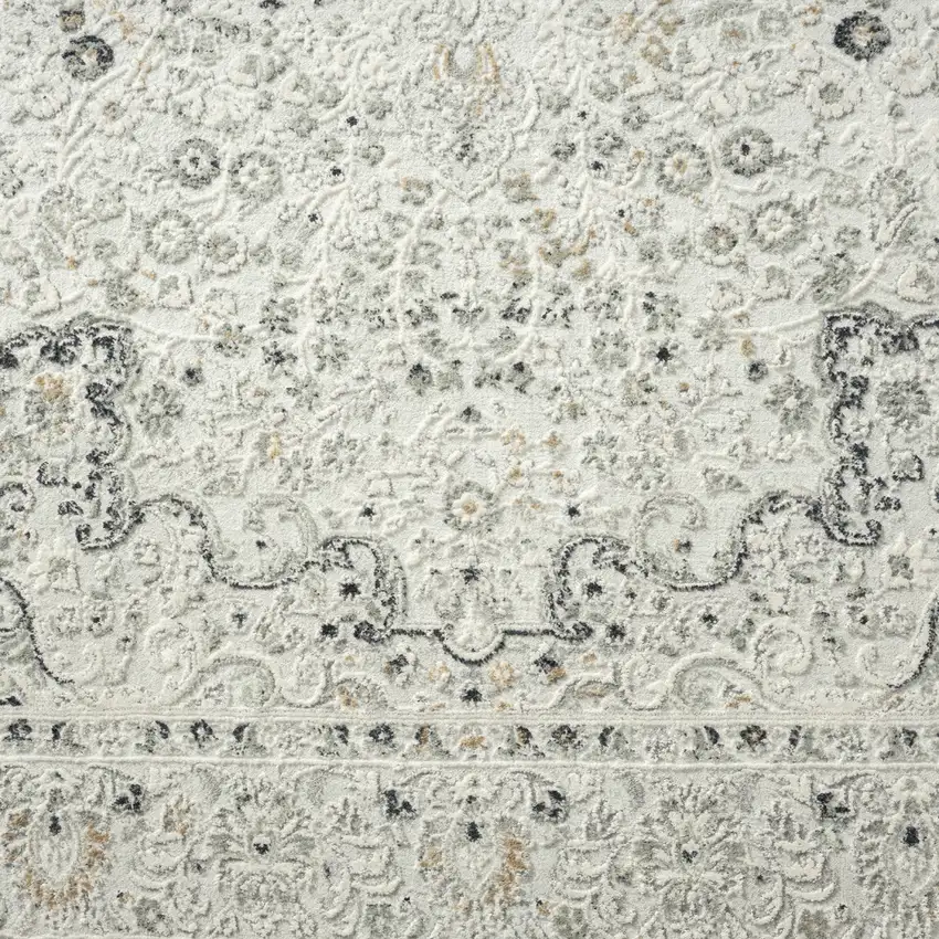 Ivory Gray And Taupe Floral Power Loom Stain Resistant Area Rug Photo 8