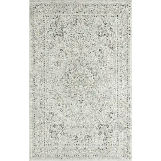 Ivory Gray And Taupe Floral Power Loom Stain Resistant Area Rug Photo 2