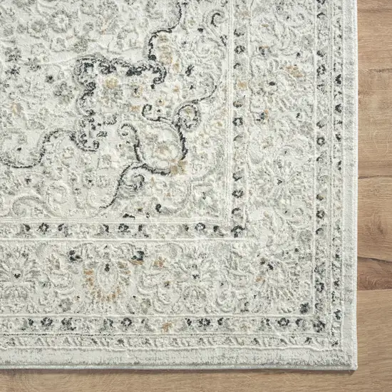 Ivory Gray And Taupe Floral Power Loom Stain Resistant Area Rug Photo 4