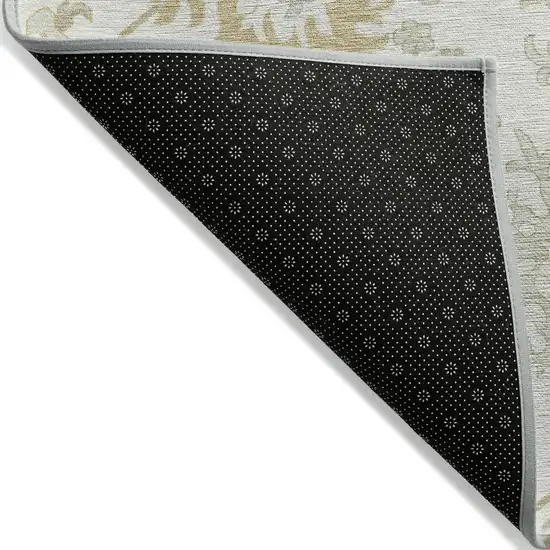 Ivory Gray And Taupe Floral Washable Indoor Outdoor Area Rug Photo 7