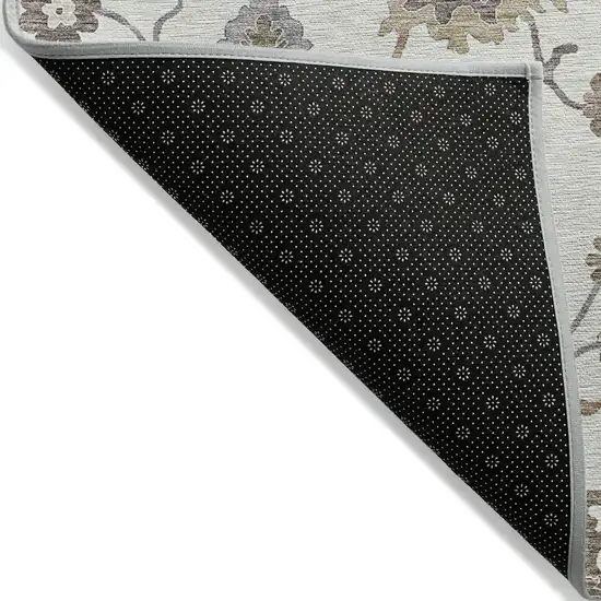 Ivory Gray And Taupe Floral Washable Indoor Outdoor Area Rug Photo 2